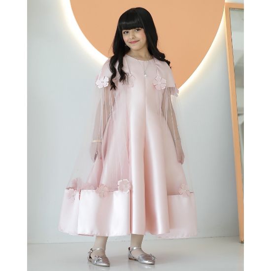 صورة فستان بناتي فراشة لحمي - m3626